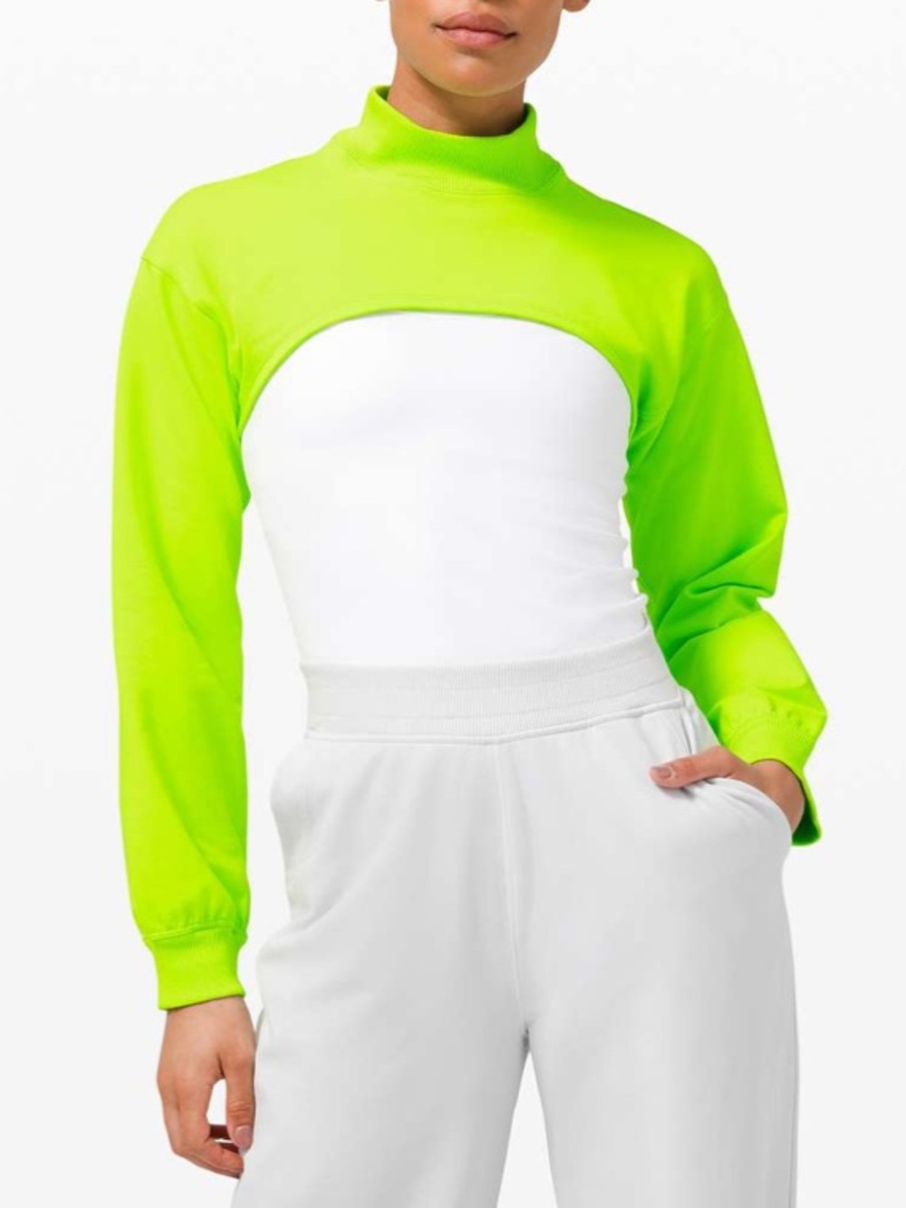 Lululemon LA Super Crop Mock Neck Turtleneck Long Sleeve Highlight Yellow Size 8
